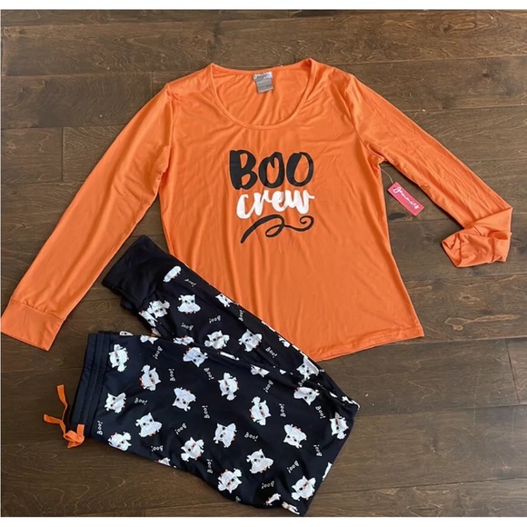 Jammies Womens Halloween Pajama set Sz L Boo Crew Mummy Jogger Pants - Picture 3 of 3